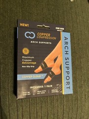 Copper Compression Arch Support – Highest Copper Content Non-Slip 1 Pair – Black
