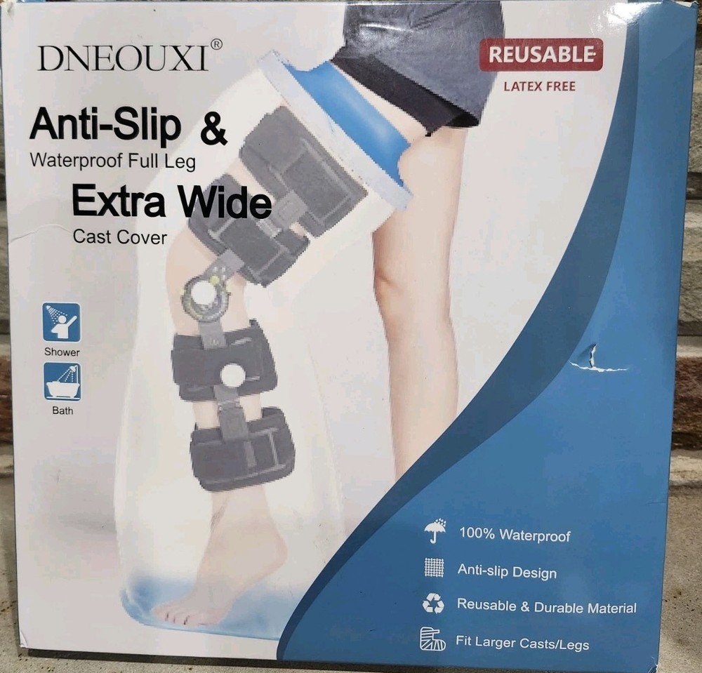 Adult Full Leg Extra Wide Shower Bath Cast Cover Anti Slip Waterproof Reusable