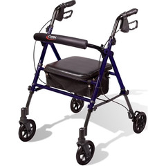 Aluminium Step N Rest Rollator Walker, Padded Seat, 6″ Wheels, Backrest, Storage