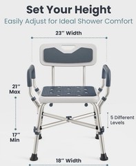 PELEGON Shower Chair for Elderly/Disabled, 450lb Capacity, Padded Seat, New