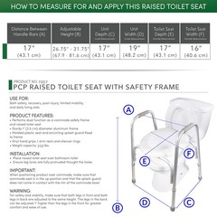 Pcp Raised Toilet Seat And Safety Frame Pre-Assembled Tool Secure Adjustable