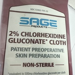 Sage 2% Chlorhexidine Gluconate Cloth PreOp Prep 3 Sealed Packs Total Six Cloths