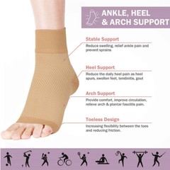 Medical Grade Compression Foot Care Sleeves (15-20mmHg) for Arch, Heel Support