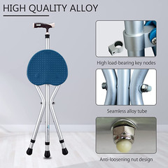 Cane Seat Capacity Frosted Handle + Magnetic Therapy Stone Massage Crutch Stool