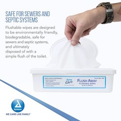 Dynarex Flushable Wipes Adult 9″x13″ Alcohol Free Safe for Sewers – 180 Count