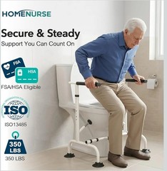 Toilet Safety Rails, Adjustable Height & Width, 350 lb, Elderly & Handicap