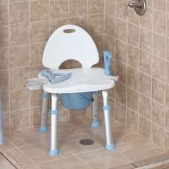 LivingSURETM 2 in 1 Shower Chair and Commode – Supports Up To 450 Pounds, Measur