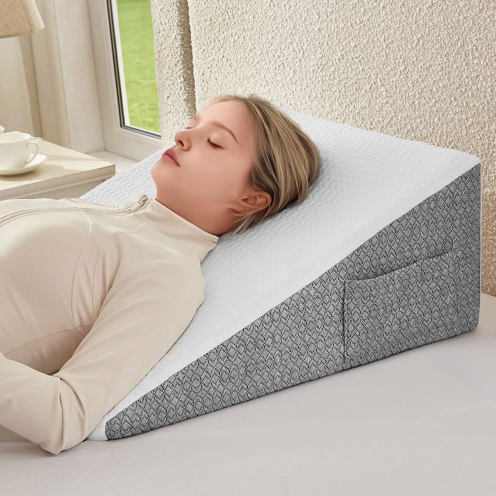 Nordjager Wedge Pillow for Sleeping & – 10 inch, Grey & White
