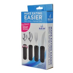 Make Eating Easier Big Grip Utensil Set Blue Jay Brand