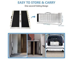 Portable Wheelchair Ramp 2FT, Non-Slip Aluminum Folding Handicap Ramp, 800lb cap