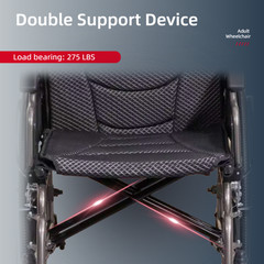 Folding Manual Transport Wheelchair, 20 “ Seat With Front and Rear Locking Hand