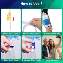 1000ml Leg Urinary Drainage Bags with 2 Adjustable Elastic Straps, 3 Pack