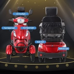 Heavy Duty 4-Wheel Mobility Scooters 31 Miles 3-Speed 800W 500lbs Capacity Red