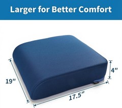 Extra Thick Large Seat Cushion -19 X 17.5 X 4 Inch Gel Memory Foam Cushion wi…