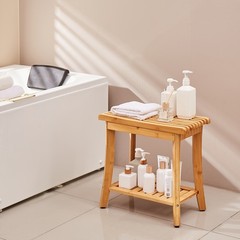 Uimoso Bamboo Shower Bench 19.1 x 11.3 x 18.3 in Shower Stool Chair for Bathroom