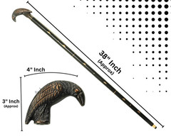 Raven Handle Walking Cane, Gothic Mobility Stick, Decorative Support Staff, Vint