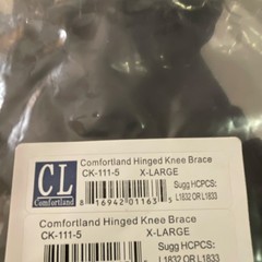 New ComfortlandCK-111-5 Hinged Knee Brace XLarge Adjustable Black Stabilization