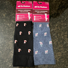 2 Pairs Dr. Motion Everyday Knee-High Compression Socks Black/Blue Size 9