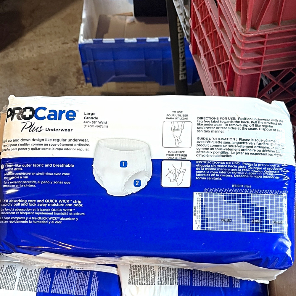 ProCare Plus Incontinence Pants Large 25 Count Unisex CRP-513