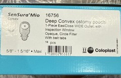 SenSura Mio Ostomy Pouches (10) Deep Convex 16756 1-5/8″ 5/16 Filter W Belts