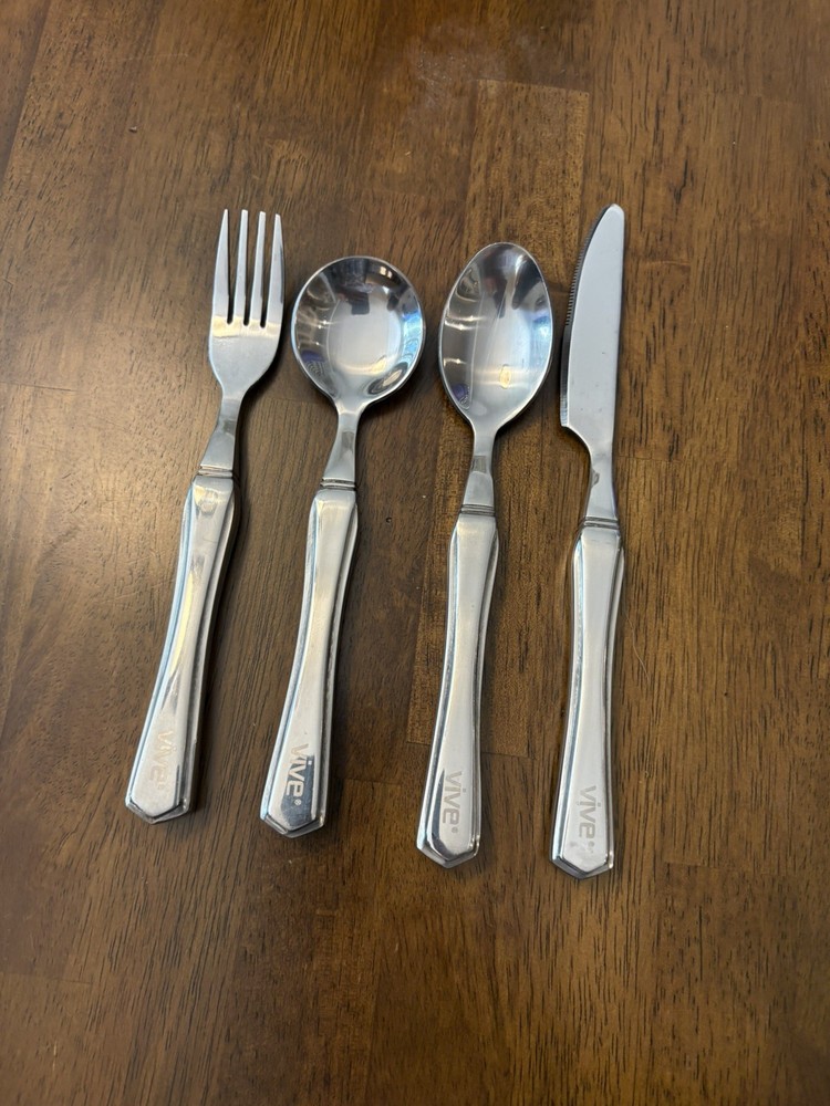Vive Weighted Utensils 4 Pc Set Adaptive Spoon Fork Knife Tremor Arthritis Aid