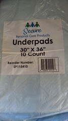 30″ x 36″ Disposable Underpads – FAST SHIPPING! – 100 COUNT – Secure Brand