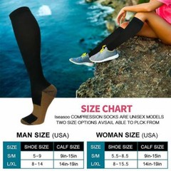 Copper Infused Compression Socks – Support Stockings with Odor Control S-XXL