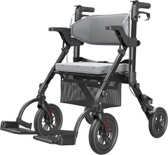 Used 2-in-1 Rollator & Transport Chair – Lightweight Foldable – Black