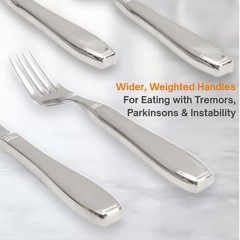 Weighted Utensils for Hand Tremors & Parkinson’s | 4-Piece Set with Easy Grip Cu