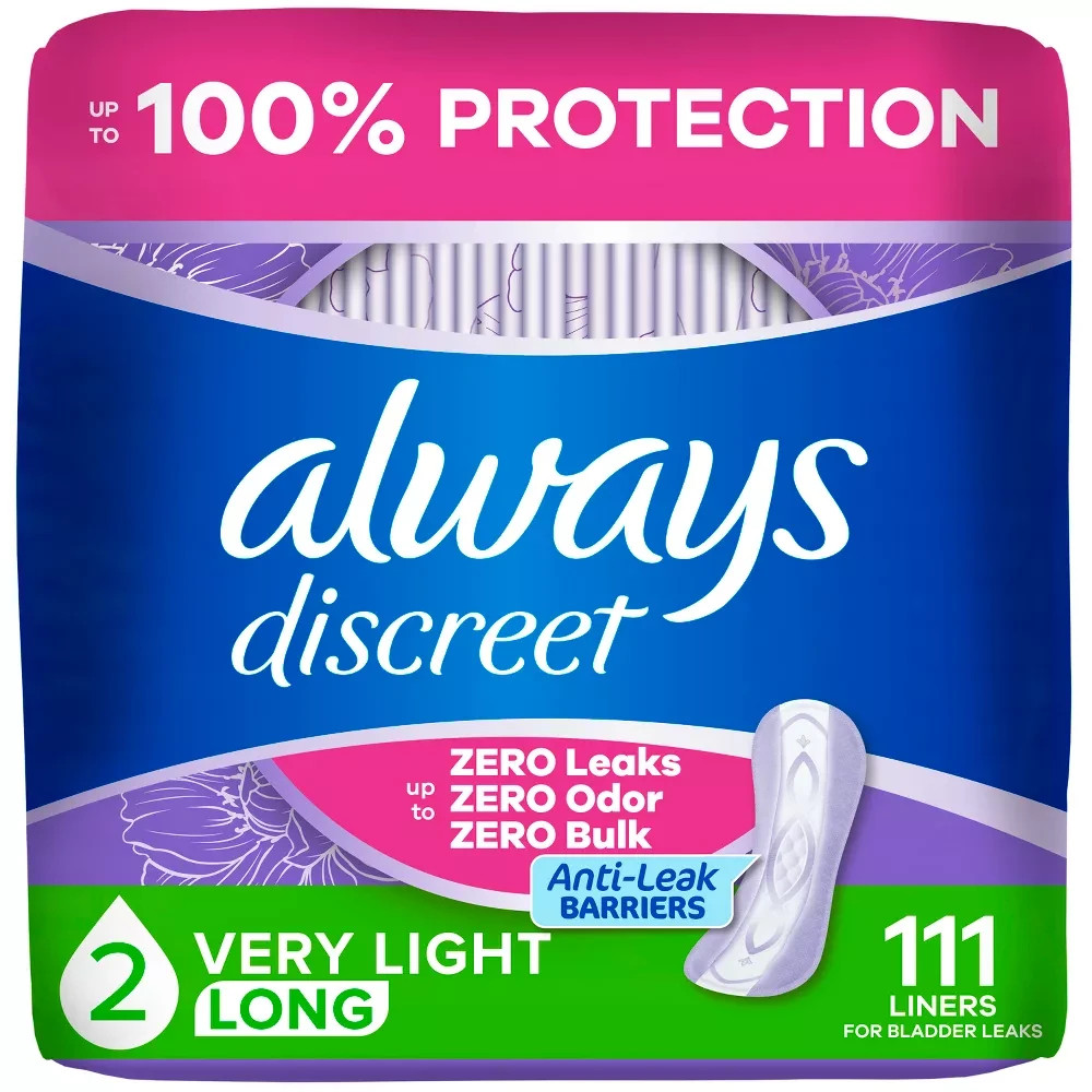 Always Discreet Incontinence Liners, Very Light Absorbency Regular Length 111 Ct