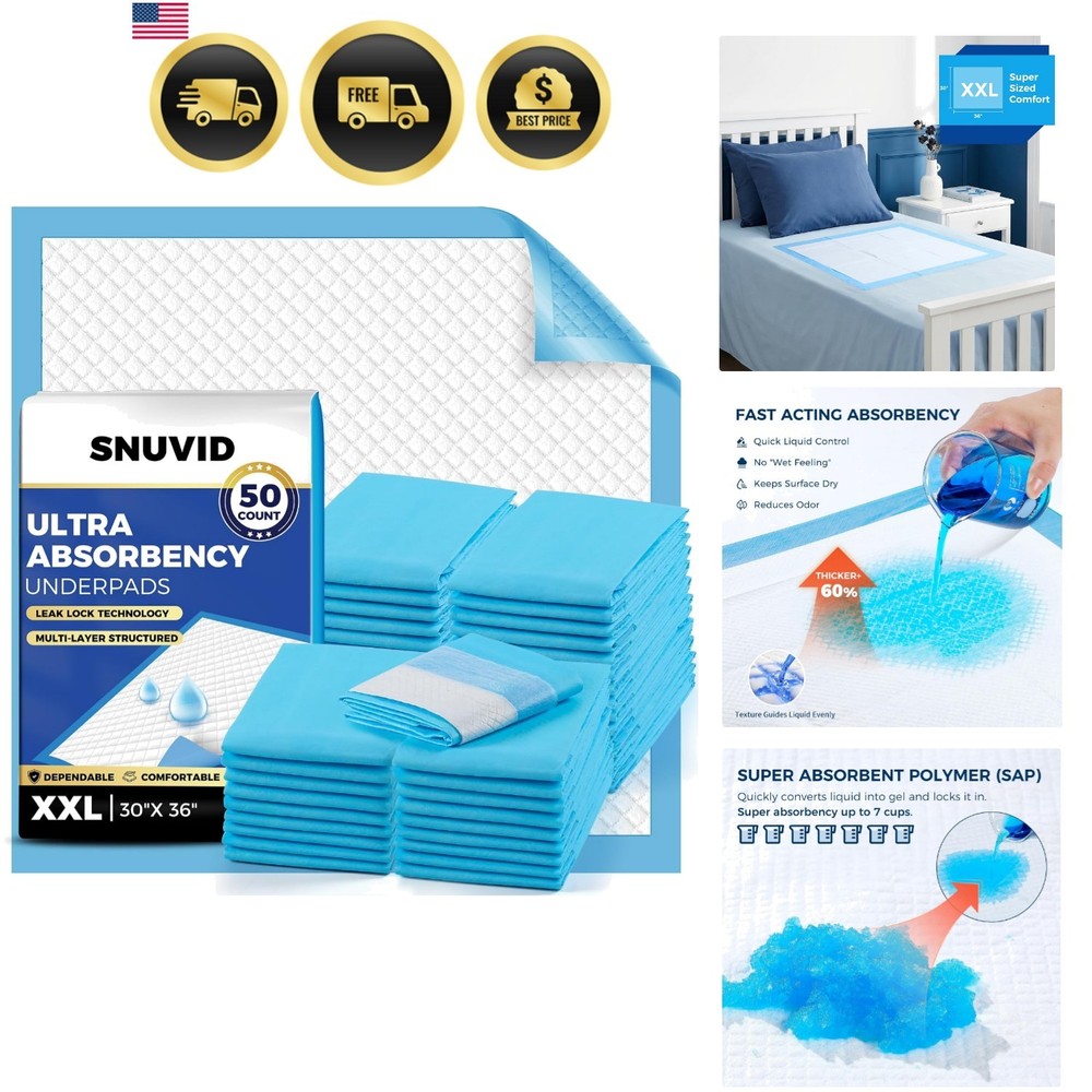 Super Absorbent Disposable Underpads – XXL 30″ x 36″ Leakproof Bed Pads | Qui…