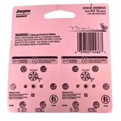 Energizer Size 312 Hearing Aid Batteries 108 Count (9 Packs) Exp 08/2029