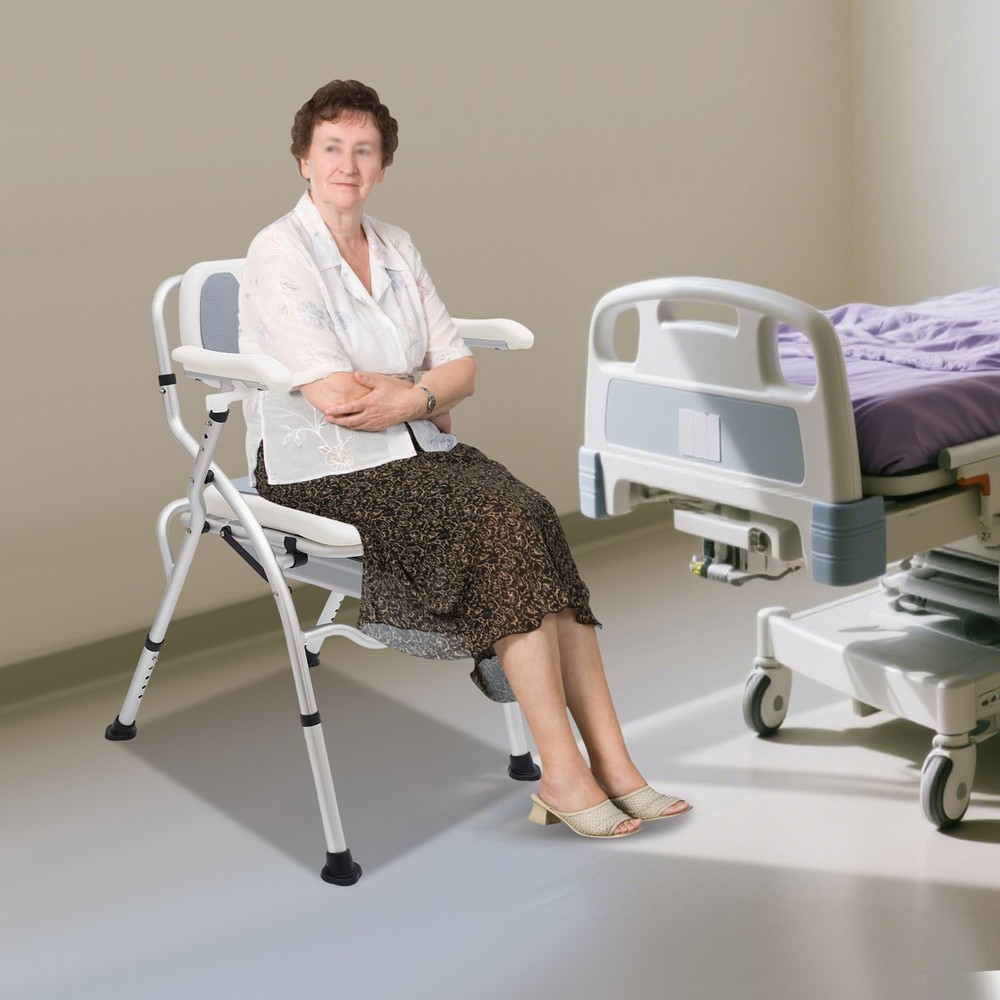 330lb Toilet Chair Bedside Commode w/ Bed Pan 3* EVA Seat Pads Height Adjustable