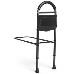 Height Adjustable Bed Rails for Elderly Safety w/Non-slip Handle Storage Pocket