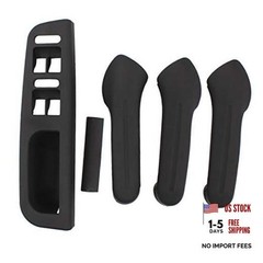 Black Interior Inside Door Grab Handle Covers & Window Switch Bezel Kit for