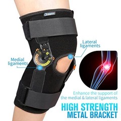 Hinged ROM Knee Brace with Side Stabilizers & Locking Dials Post Op Knee Immo…
