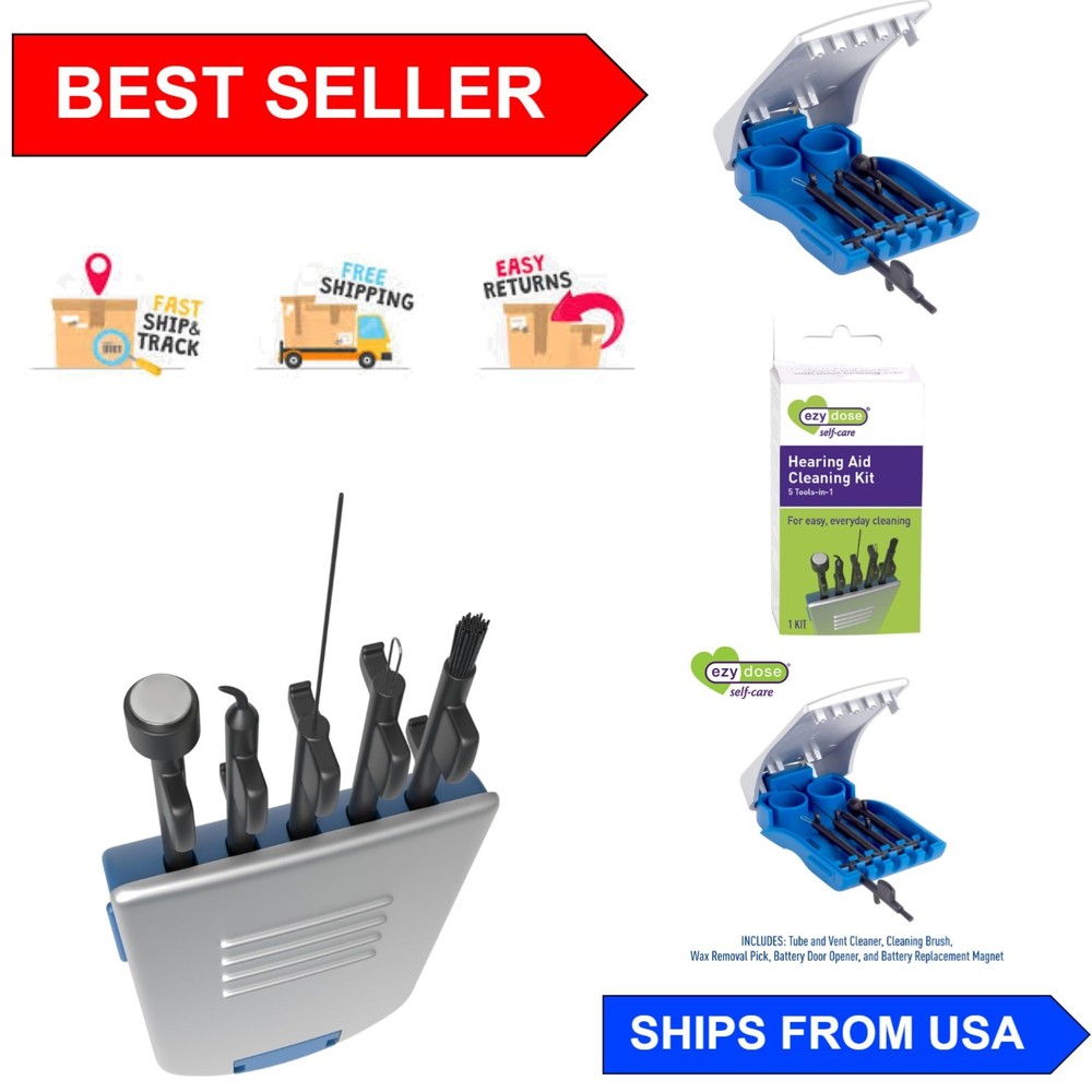 Lightweight 5-in-1 Hearing Aid Cleaning Tools – Perfect for Home or Travel