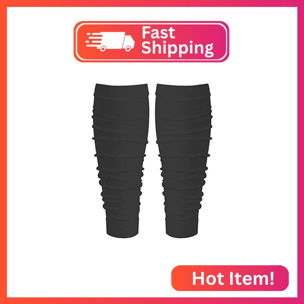 QEES Black Football Scrunch Leg Sleeves for Men Women,Calf Leg Compression Sleev