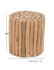 Deco Seventy-Nine Deco 79 Teak Wood Handmade Side End Accent Table End Table