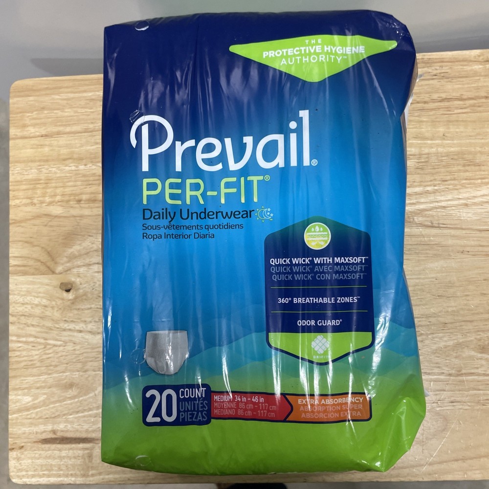 Prevail Per-Fit Unisex Adult Underwear/ Diapers Medium 6 Packs of 20 (120 total)