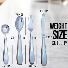 Weighted Utensils for Hand Tremors & Parkinson’s | 4-Piece Set with Easy Grip Cu