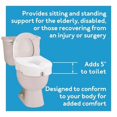 E-Z Lock Raised Toilet Seat, Elongated Toilet Seat Riser, Adds 5 Inches of Heigh
