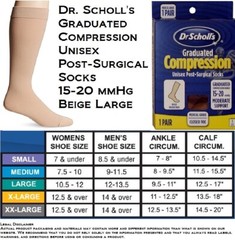 Dr. Scholl’s Graduated Compression Unisex Post-Surgical Socks 15-20 mmHg Large B