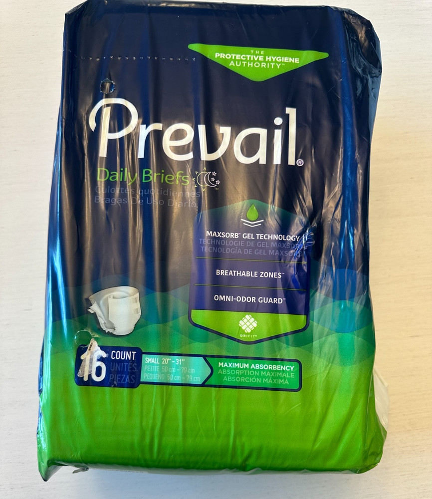Prevail Daily Briefs/Adult Pull Up Diapers 16ct Small 20″-31″ NEW