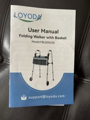 Loyoda Folding Adjustable Walker With Basket 2 Wheels Silver/Black FBL830250