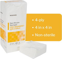 McKesson Non-Woven Sponges, Non-Sterile, 4-Ply, High Absorbency, Polyester/Rayon