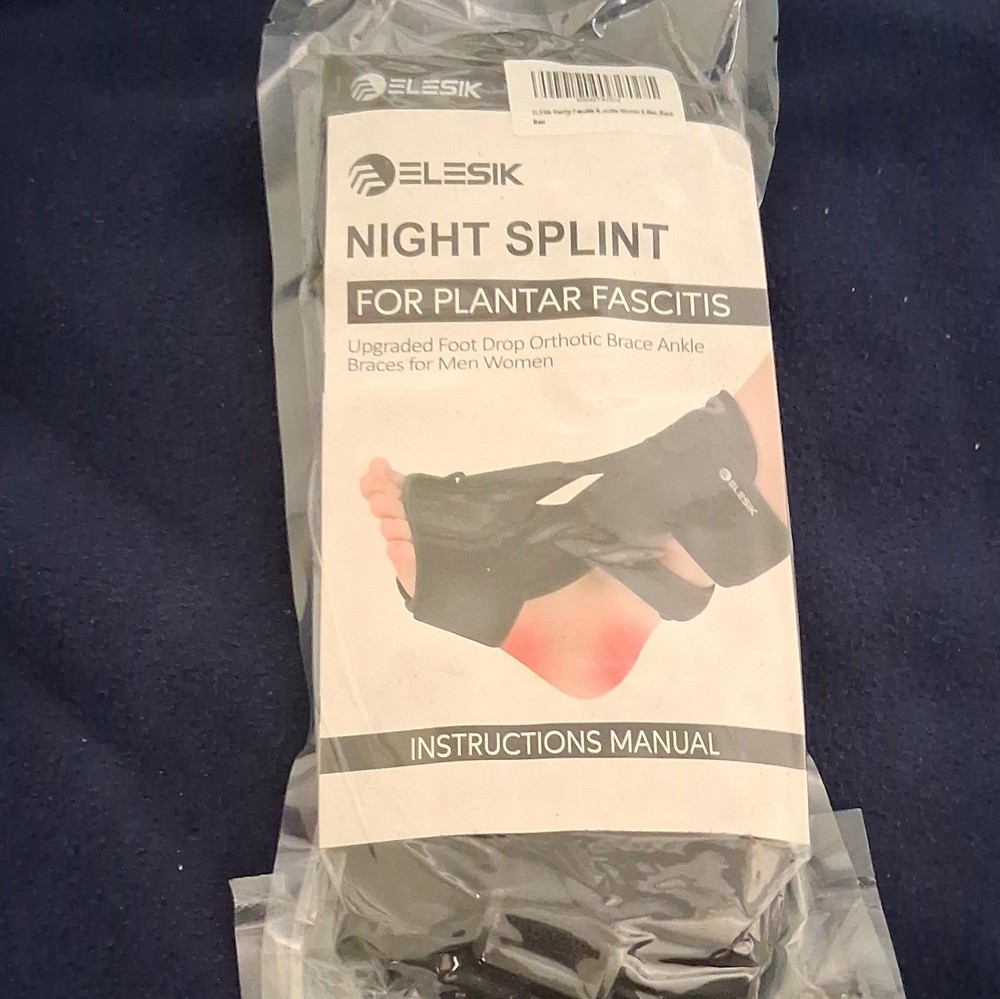ELESIK Night Splint Plantar Fasciitis Foot Drop Ankle Brace Black One Size