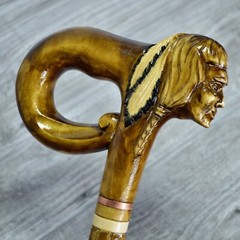 Cane Walking Stick Wooden carved Handmade – Native American