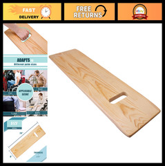 Heavy-Duty Wooden Transfer & Slide Board with Handles, Mobility Aid for Seniors,