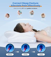 Adjustable Dark Grey Cervical Cooling Neck Support Pillow for Pain Relief